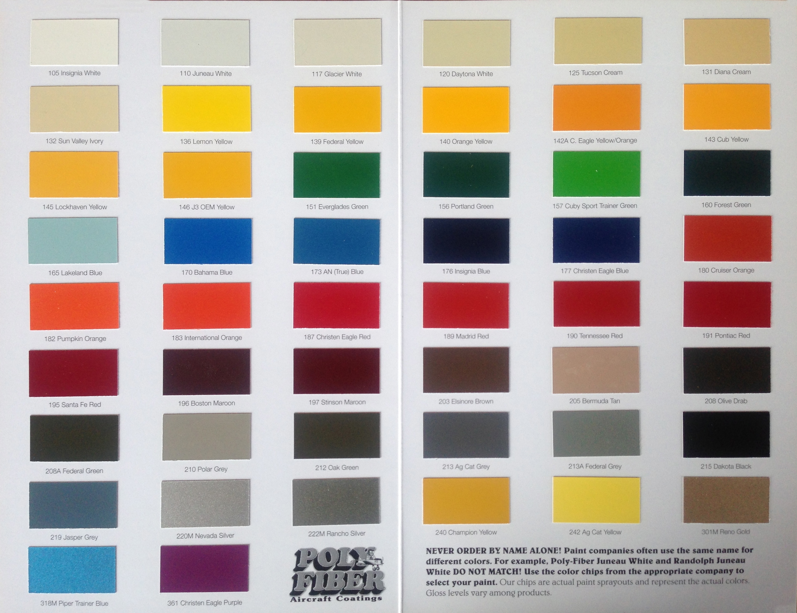 Poly Fiber Color Chart
